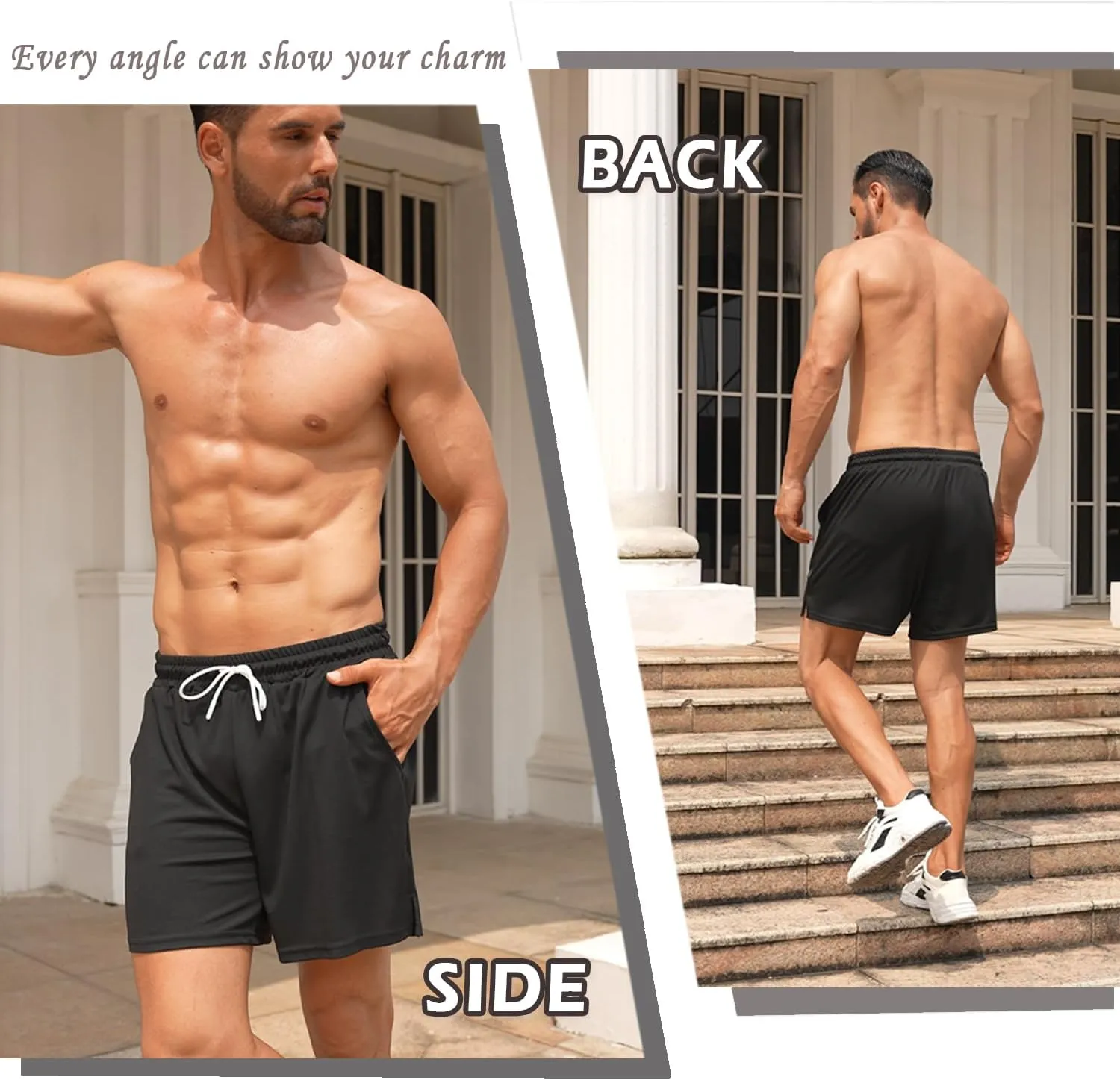 Men's Mesh Running Shorts 5 Inch Shorts Mens Workout Shorts 5 Inch Gym Shorts Men with Pockets