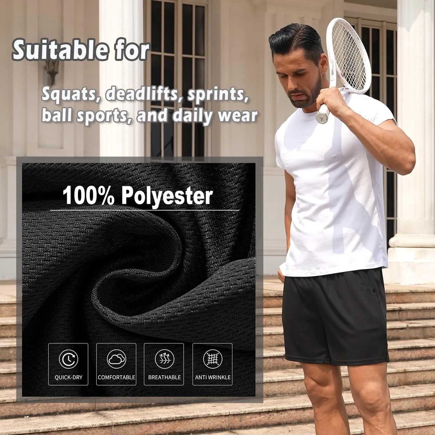 Men's Mesh Running Shorts 5 Inch Shorts Mens Workout Shorts 5 Inch Gym Shorts Men with Pockets