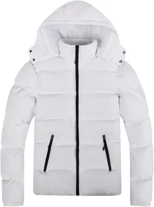 Men's Puffer Jacket with Hood Zip up Padded Coat Thermal Down Jacket Quilted Insulated Jacket Warm Winter Coats
