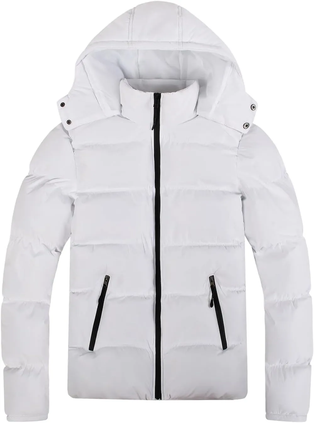 Men's Puffer Jacket with Hood Zip up Padded Coat Thermal Down Jacket Quilted Insulated Jacket Warm Winter Coats