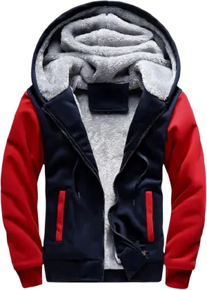 Mens Pullover Workout Fleece Hoodie Jackets Full Zip Up Wool Warm Windproof Thick Coats Sherpa Lined Warm Jacket with Pockets