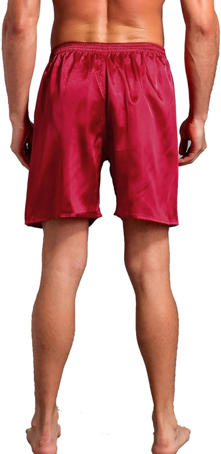 Mens Satin Boxer Shorts Pajamas Shorts Sleepwear Boxers Underwear Beach Shorts