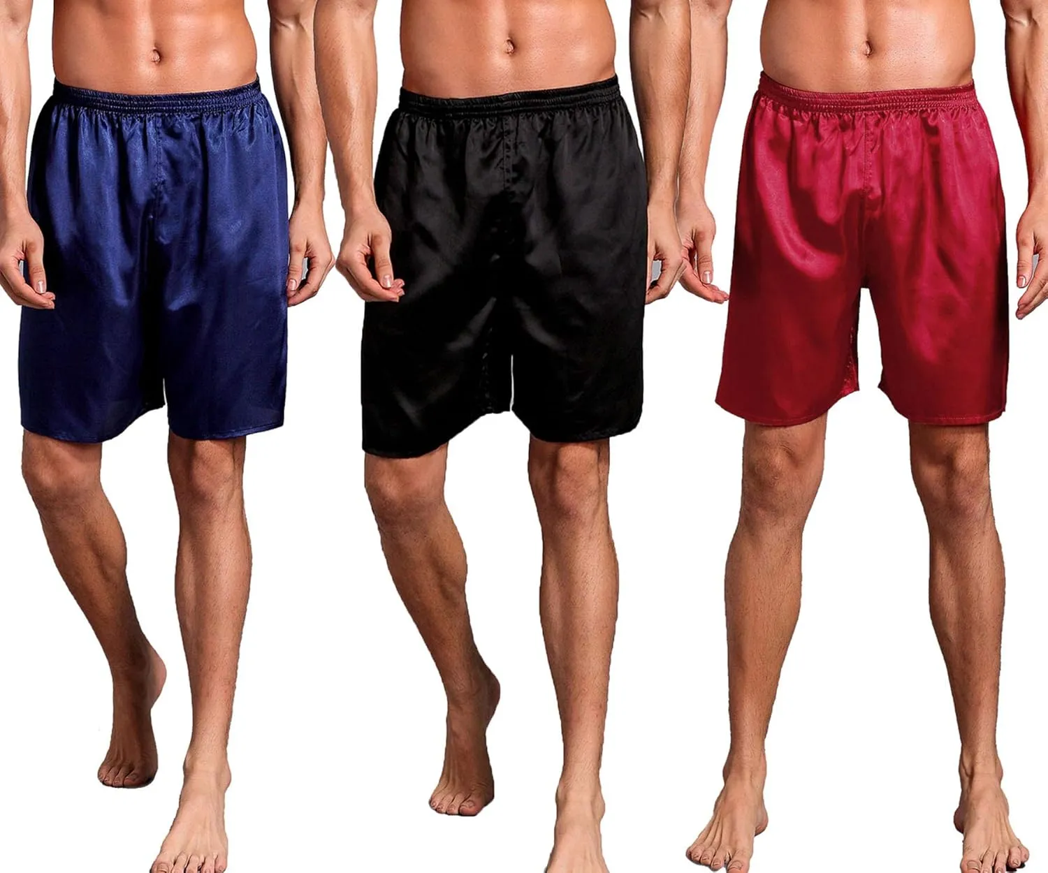 Mens Satin Boxer Shorts Pajamas Shorts Sleepwear Boxers Underwear Beach Shorts