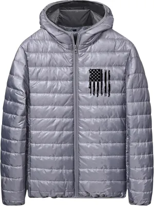 Men's Shiny Puffer Jacket Winter Warm Down Coats Packable Hooded Waterproof Outerwear with Pockets