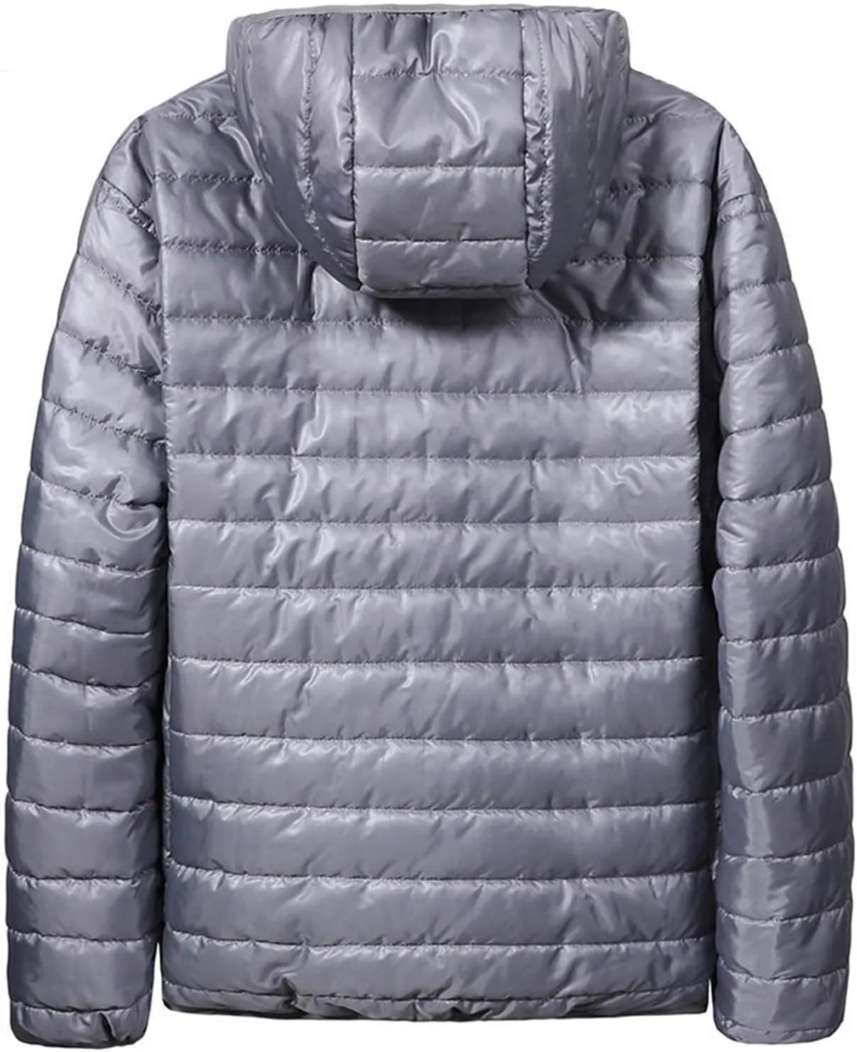Men's Shiny Puffer Jacket Winter Warm Down Coats Packable Hooded Waterproof Outerwear with Pockets