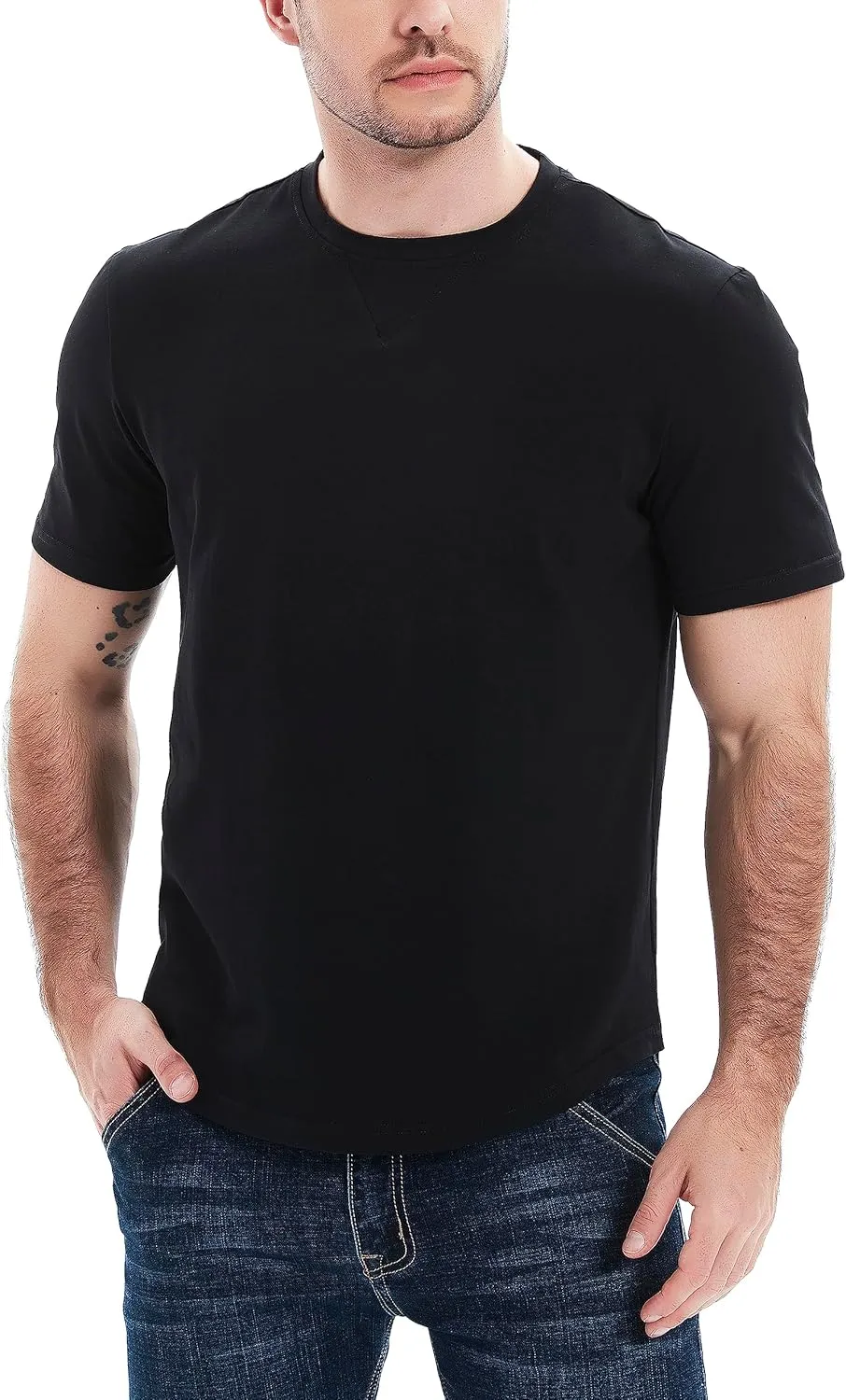 Men's Short Sleeve Longline T-Shirts - Premiu Hipster Hip Hop Tees for Men