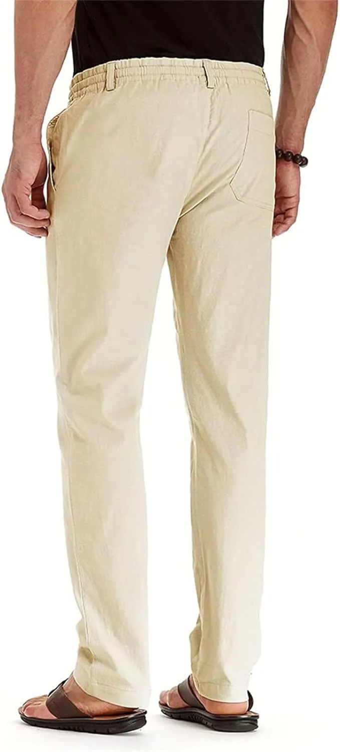 Mens Slim Fit Stretchy Casual Pants with Drawstrings Breathable Tapered Chino Pants for Work Flat Front Casual Golf Pant