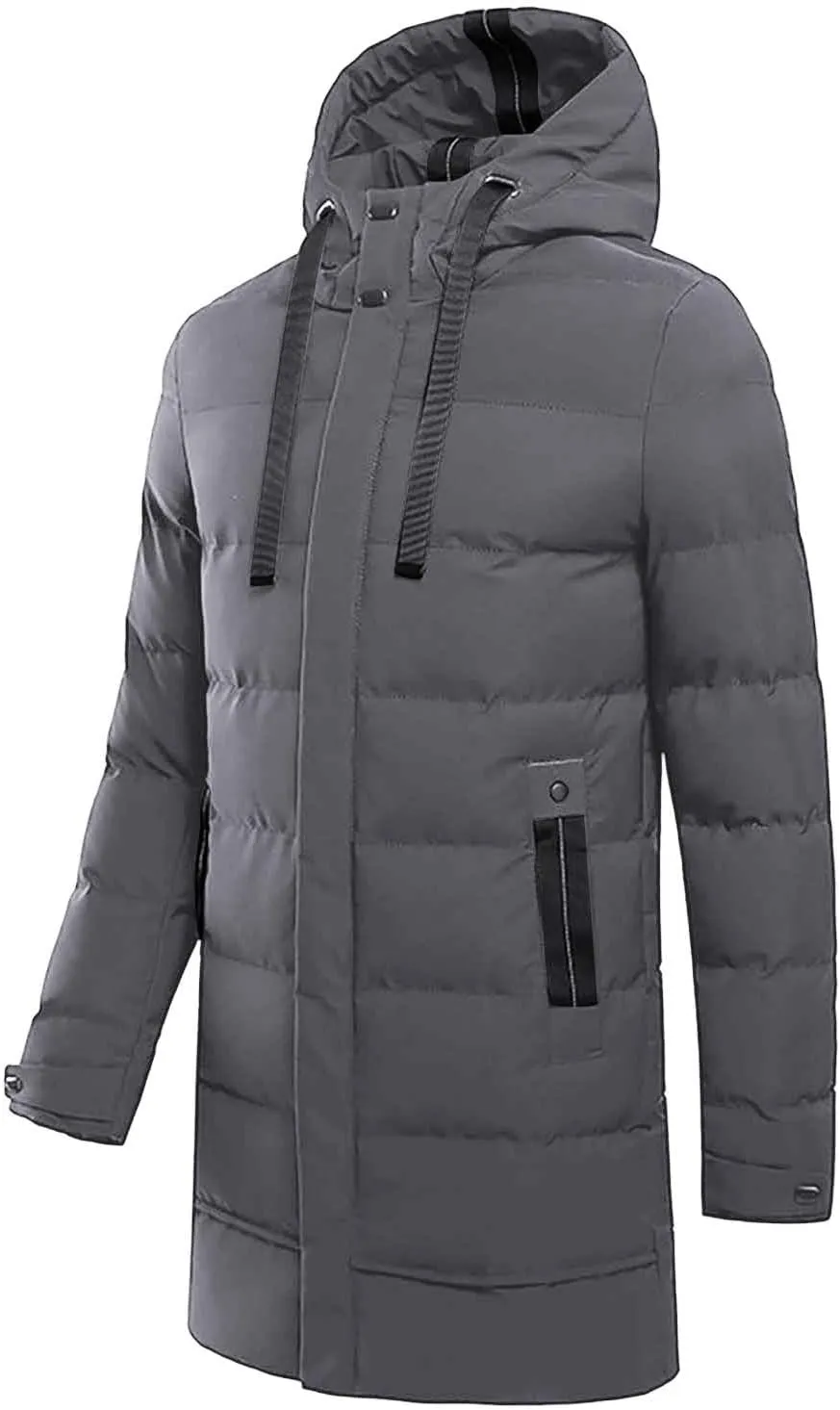 Men's Snap Front Puffer Jacket Men's Winter Thickened Solid Color Casual Loose Stand Up Collar Warm Winter Coats Men