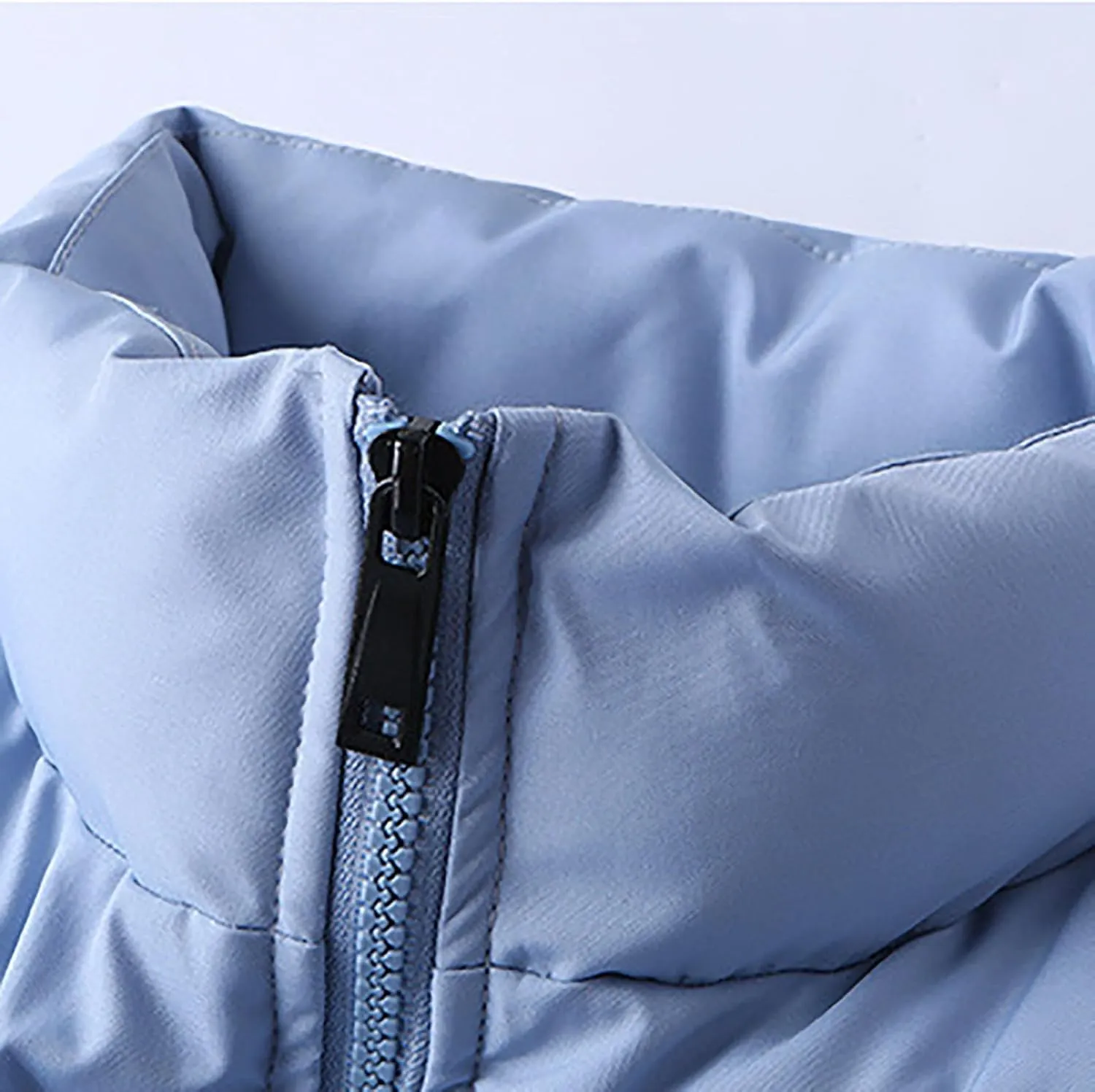 Men's Snap Front Puffer Jacket Men's Winter Thickened Solid Color Casual Loose Stand Up Collar Warm Winter Coats Men