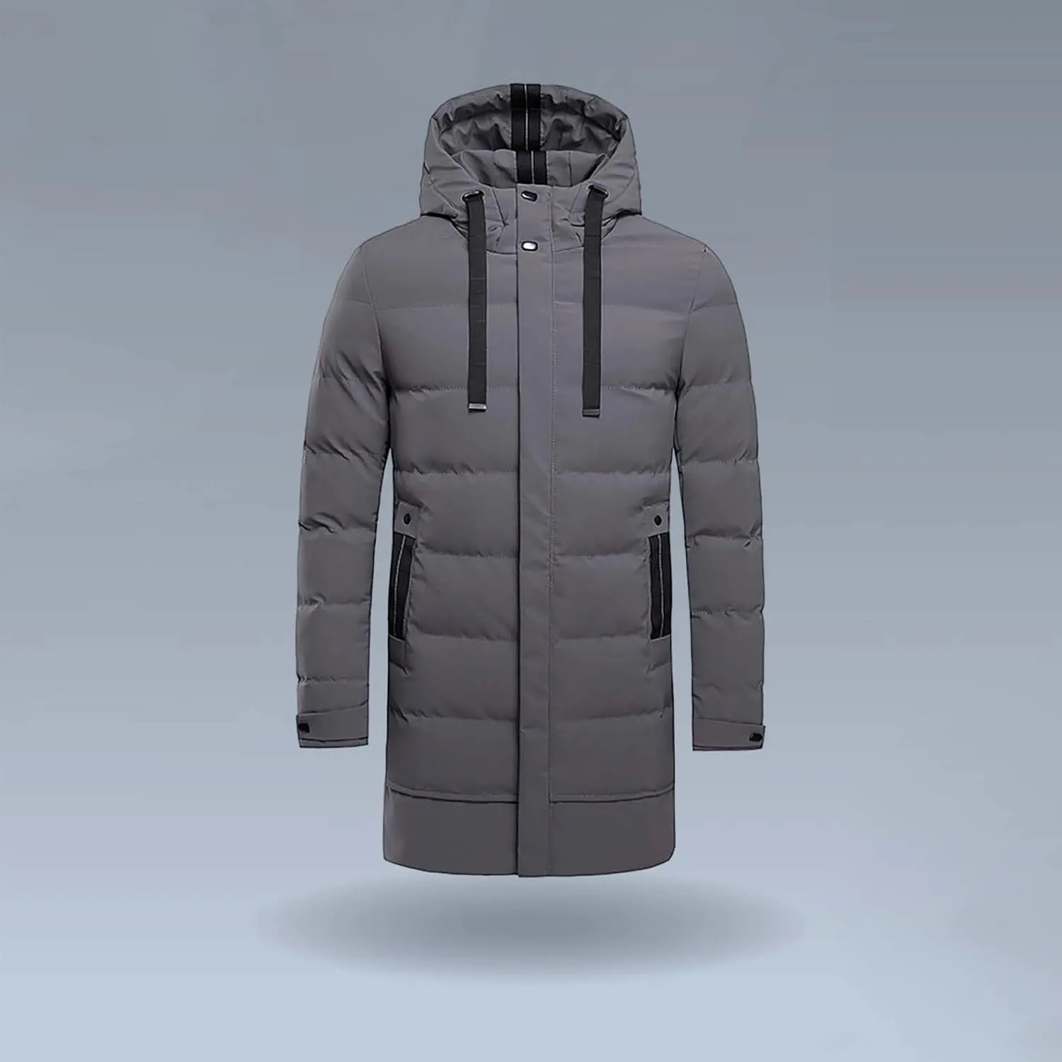 Men's Snap Front Puffer Jacket Men's Winter Thickened Solid Color Casual Loose Stand Up Collar Warm Winter Coats Men
