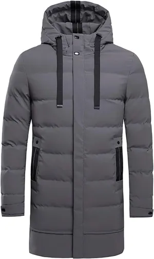 Men's Snap Front Puffer Jacket Men's Winter Thickened Solid Color Casual Loose Stand Up Collar Warm Winter Coats Men