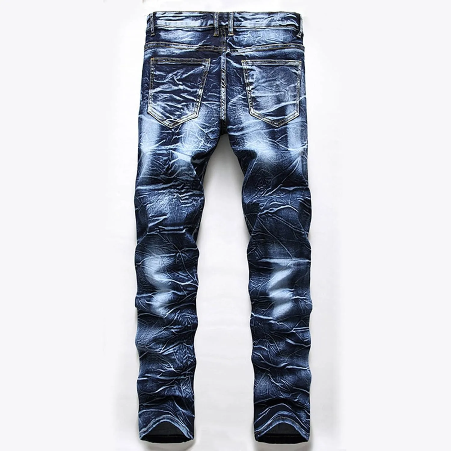 Mens Trend Ripped Jeans Distressed Hipster Street Straight Leg Plus Size Denim Pants Relaxed Fit Stretch Skinny Classic Jean