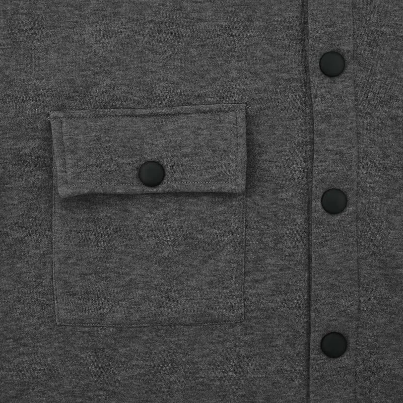 Men's Winter Trench Jacket Loose Fit Wool Blend Single Breasted Pea Coat Lapels Button Up Jacket Long Sleeve Polar Fleece