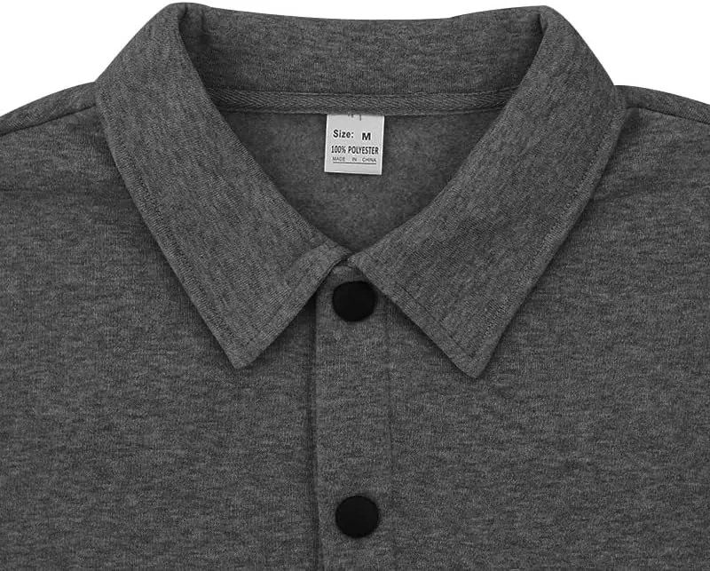 Men's Winter Trench Jacket Loose Fit Wool Blend Single Breasted Pea Coat Lapels Button Up Jacket Long Sleeve Polar Fleece