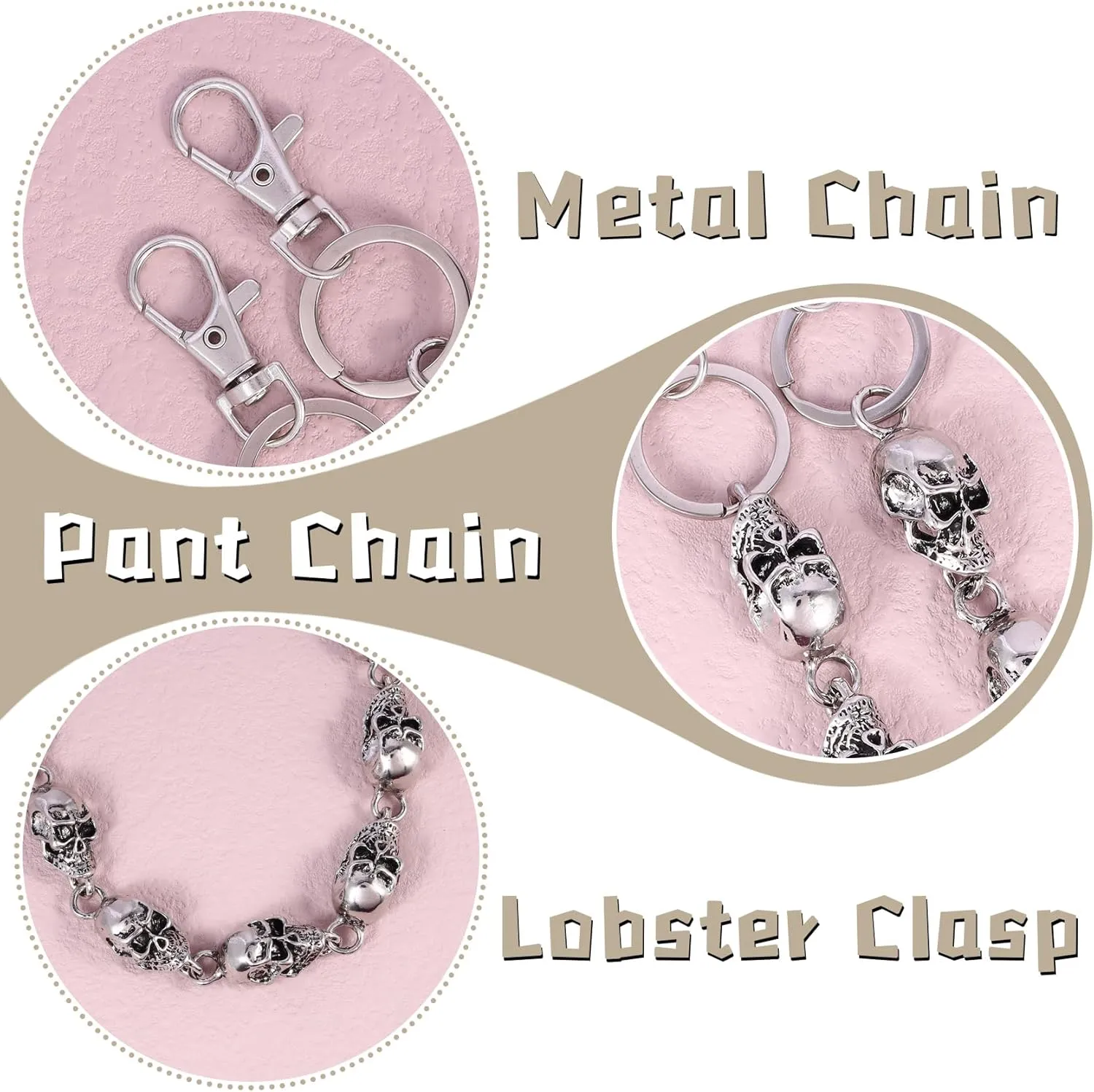 MILAKOO Jeans Chains for Men Hip-hop Emo Biker Cool Chains Belt Unisex Punk Chains for Pants