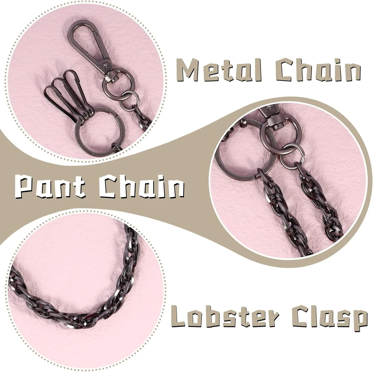 MILAKOO Jeans Chains for Men Hip-hop Emo Biker Cool Chains Belt Unisex Punk Chains for Pants