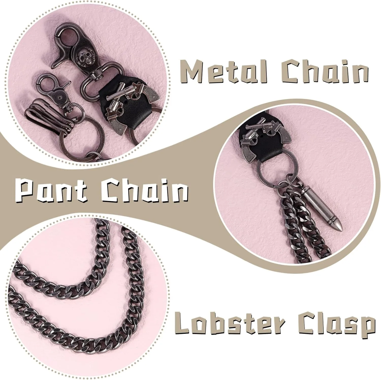 MILAKOO Jeans Chains for Men Hip-hop Emo Biker Cool Chains Belt Unisex Punk Chains for Pants