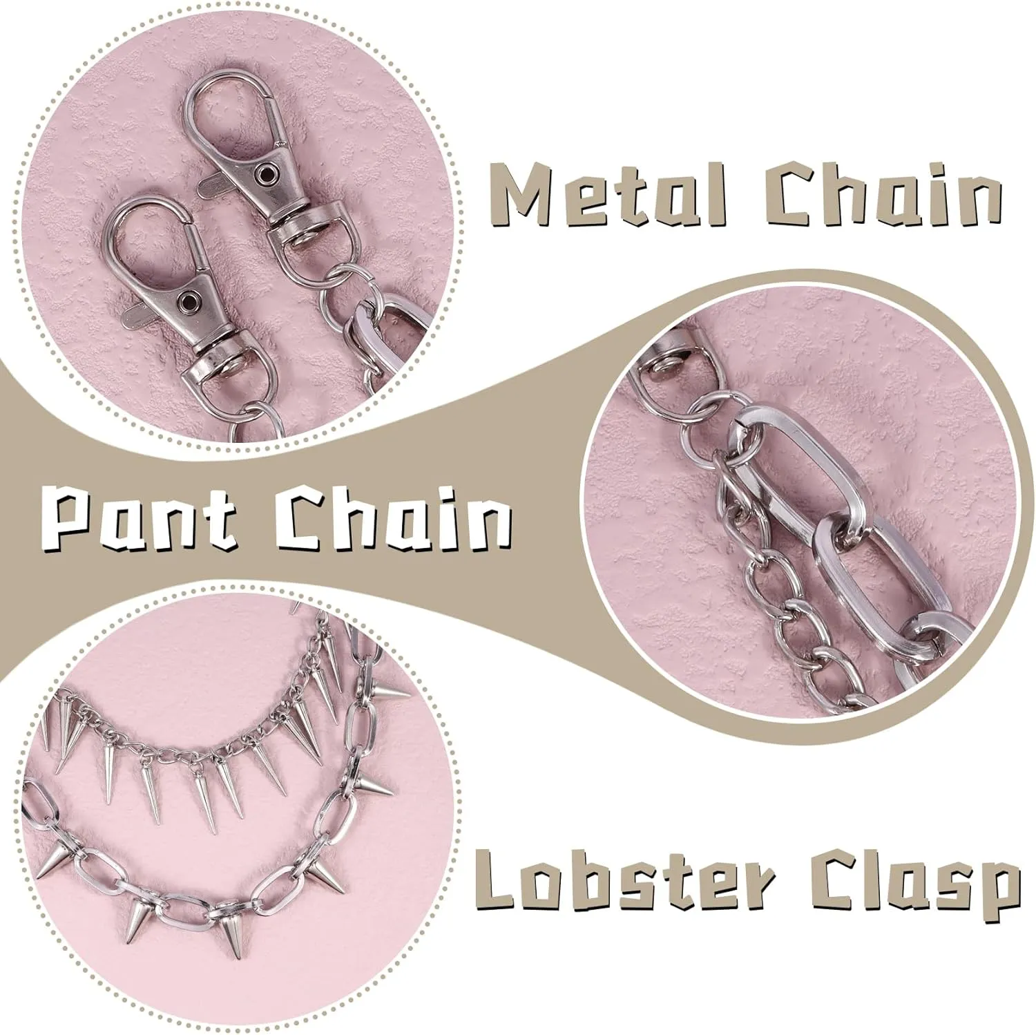 MILAKOO Jeans Chains for Men Hip-hop Emo Biker Cool Chains Belt Unisex Punk Chains for Pants