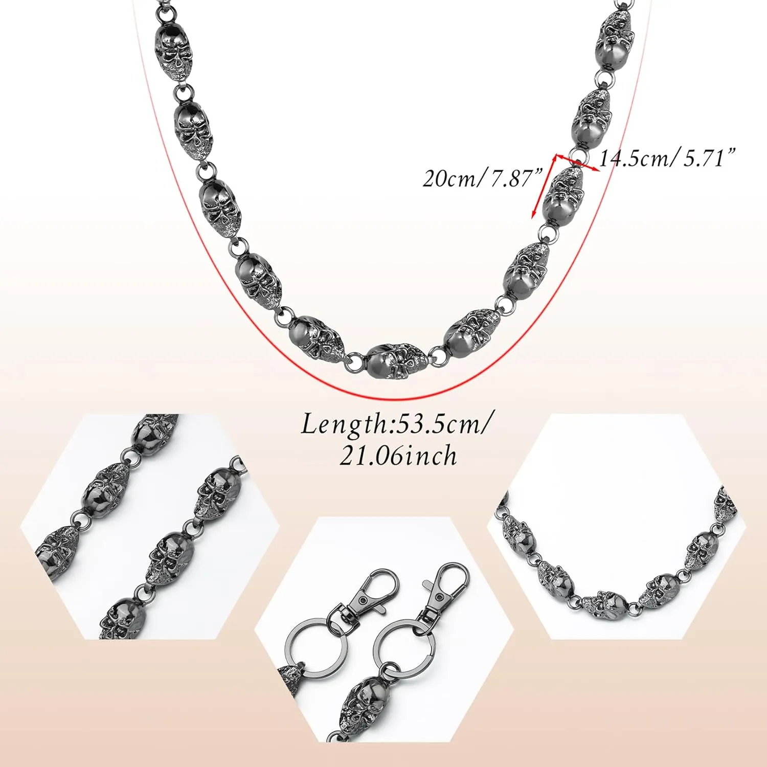 MILAKOO Jeans Chains for Men Hip-hop Emo Biker Cool Chains Belt Unisex Punk Chains for Pants