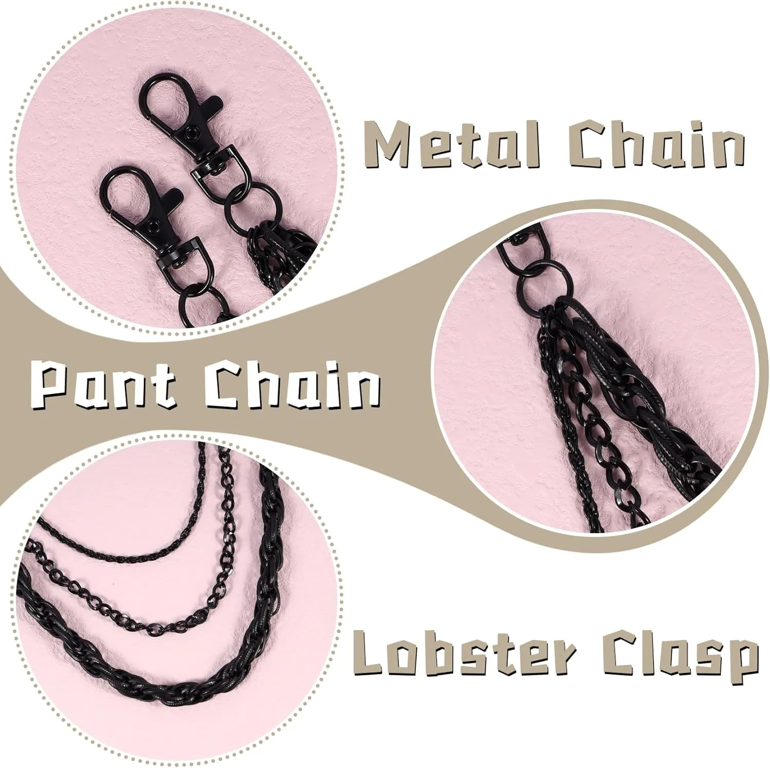 MILAKOO Jeans Chains for Men Hip-hop Emo Biker Cool Chains Belt Unisex Punk Chains for Pants