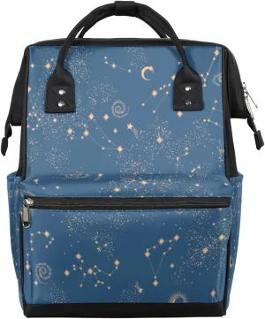 Moon Star Space Galaxy Constellation Diaper Bag Tote Large Capacity Waterproof with Adjustable Shoulder Strap and Pram Straps Mommy Bag for Hospital Beach Weekender Travel