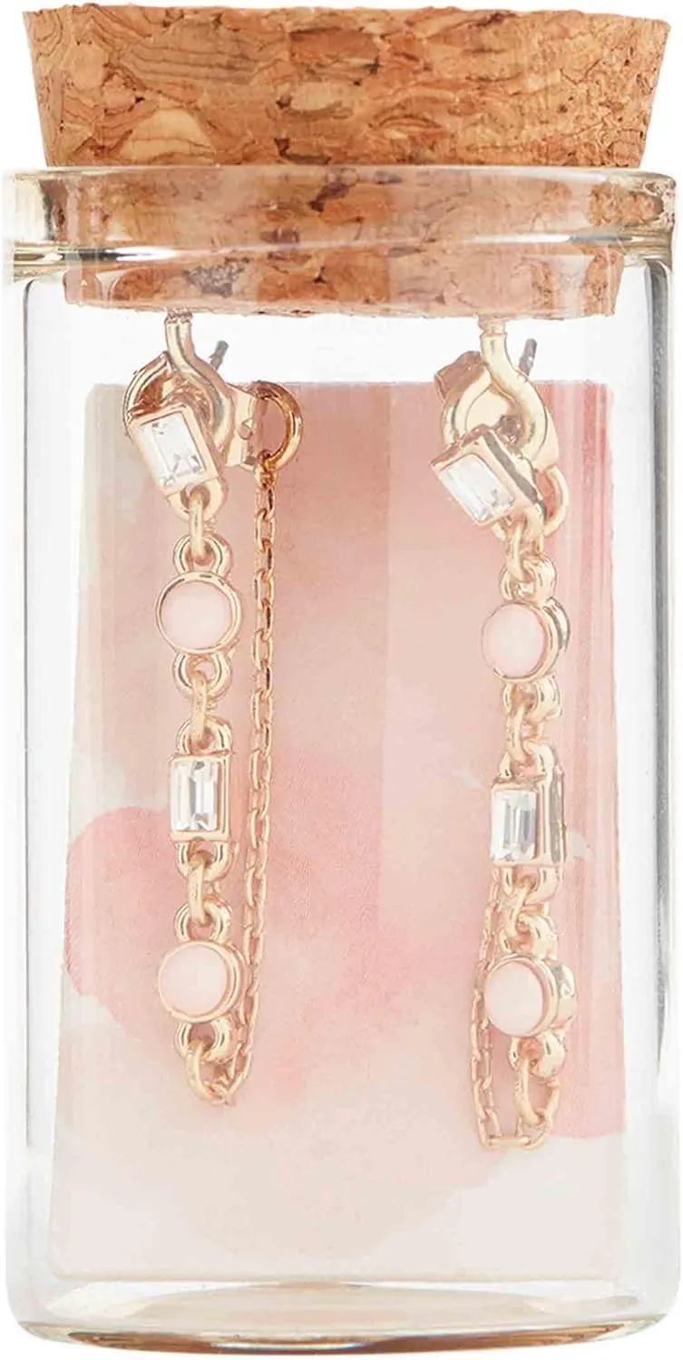 Mud Pie Women's Glass Jar Earrings, Blush, One Size