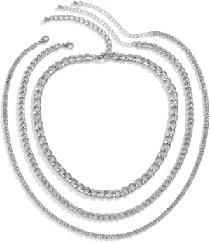 Multilayer Necklaces for Women, Dainty Layered Necklaces for Women Curb Thick Chain Pendant Chain Necklaces Jewelry Gifts, 3 Pieces
