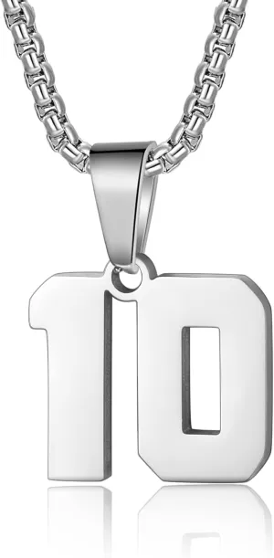 Number Necklaces Personalized Necklaces 18K Gold Plated Initial Number Pendant Stainless Steel Chain Sports Necklaces for Men Women