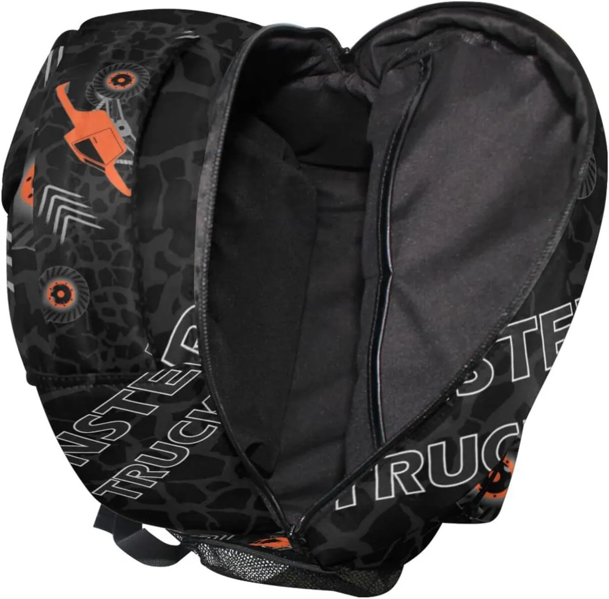 Orange Monster Truck Boys Girls Kids School Backpacks Bookbag, Elementary School Bag Travel Backpack Daypack
