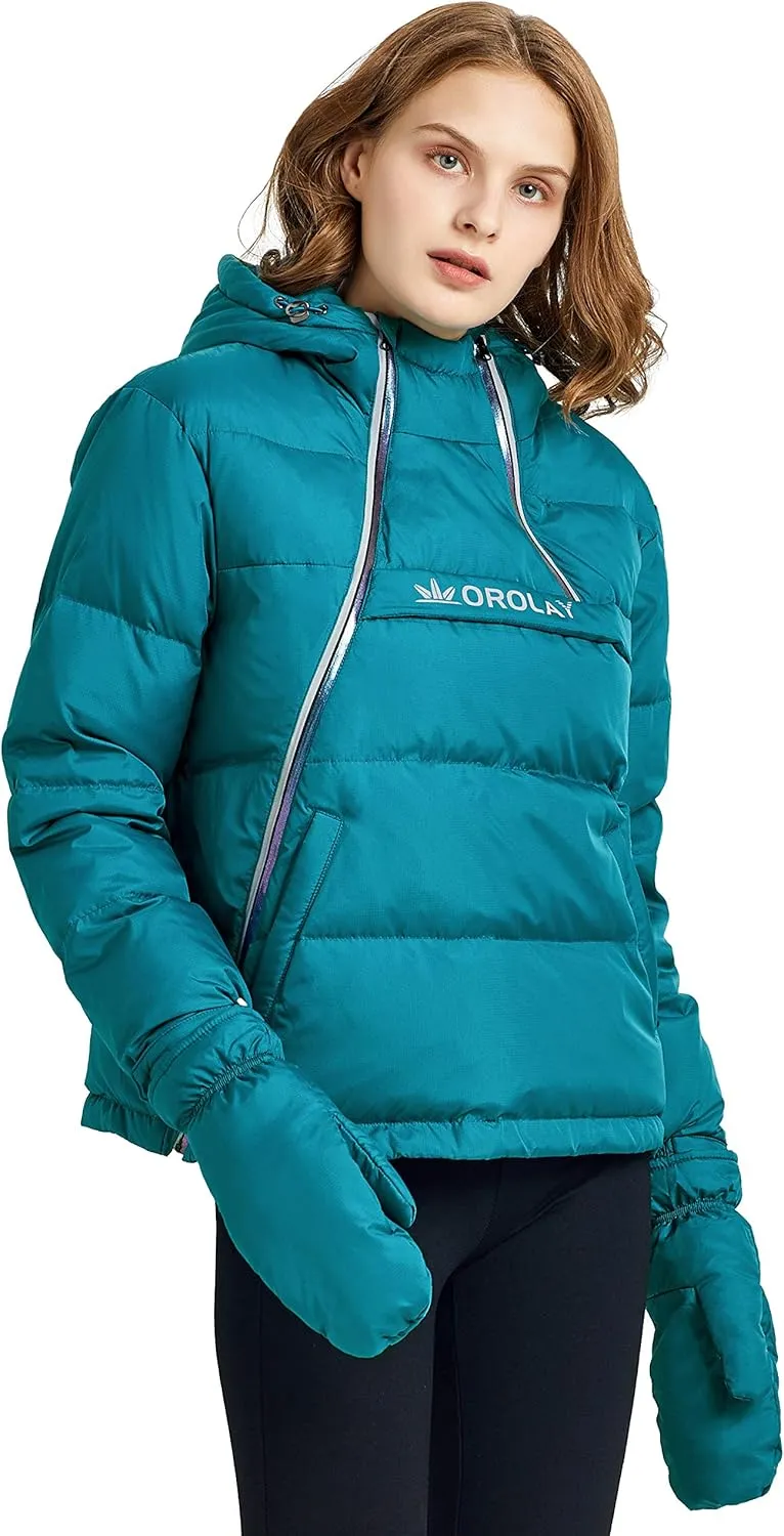 Orolay Women's Winter Puffer Down Coat Mid-Length Diamond Quilted Jacket with Hood