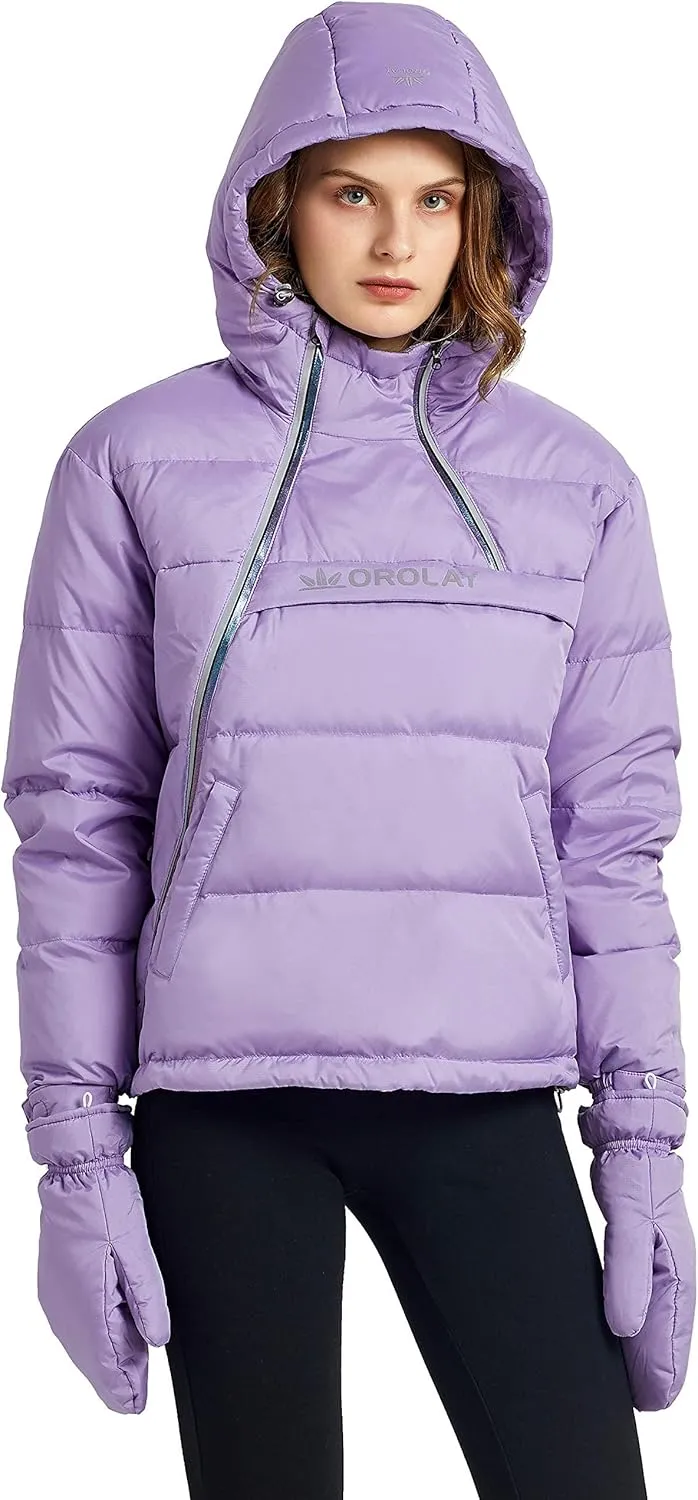 Orolay Women's Winter Puffer Down Coat Mid-Length Diamond Quilted Jacket with Hood