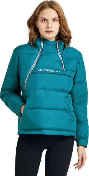 Orolay Women's Winter Puffer Down Coat Mid-Length Diamond Quilted Jacket with Hood