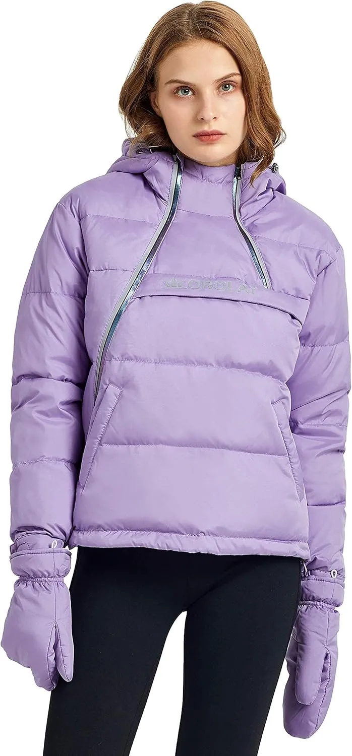 Orolay Women's Winter Puffer Down Coat Mid-Length Diamond Quilted Jacket with Hood