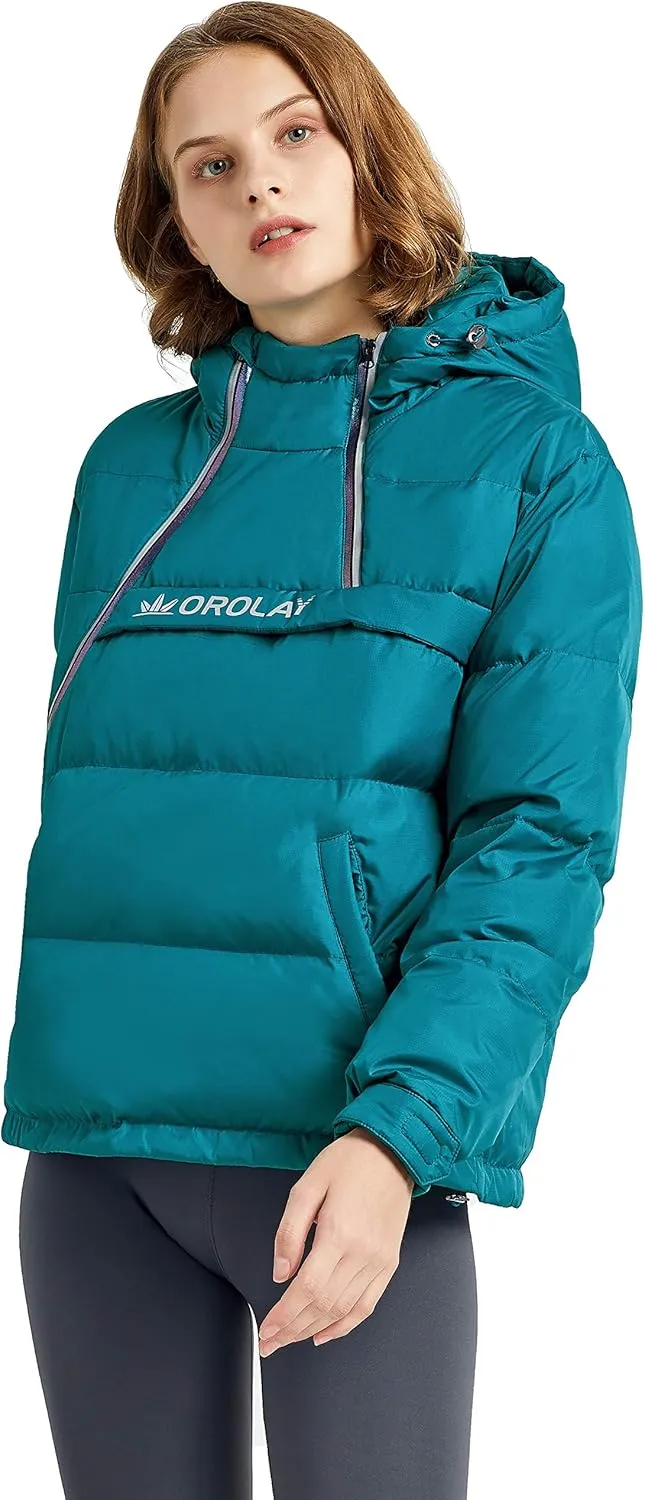 Orolay Women's Winter Puffer Down Coat Mid-Length Diamond Quilted Jacket with Hood