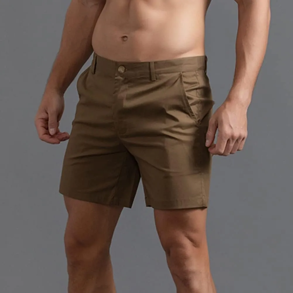 Oymyakon Men's Chino Shorts 6 Inch Slim Fit Shorts Cotton Stretch Casual Shorts Summer Flat Front Shorts