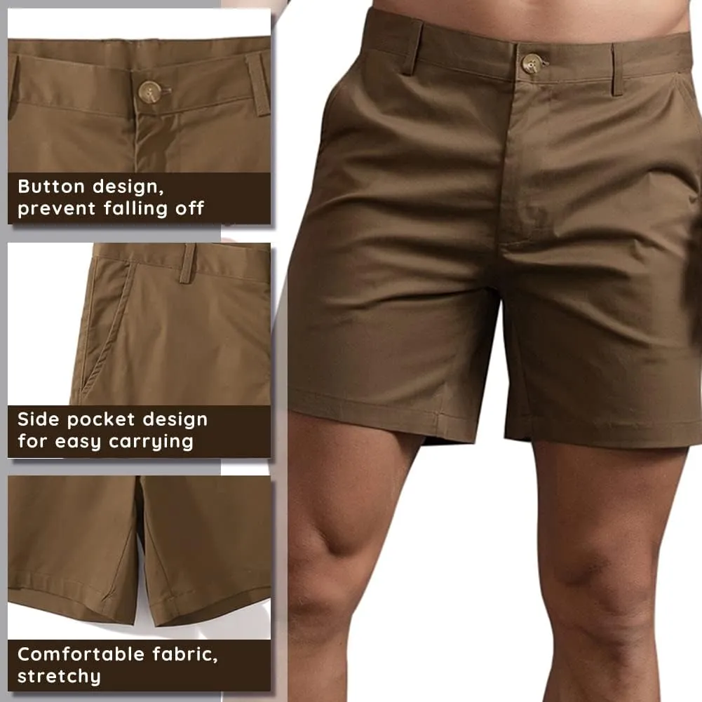 Oymyakon Men's Chino Shorts 6 Inch Slim Fit Shorts Cotton Stretch Casual Shorts Summer Flat Front Shorts