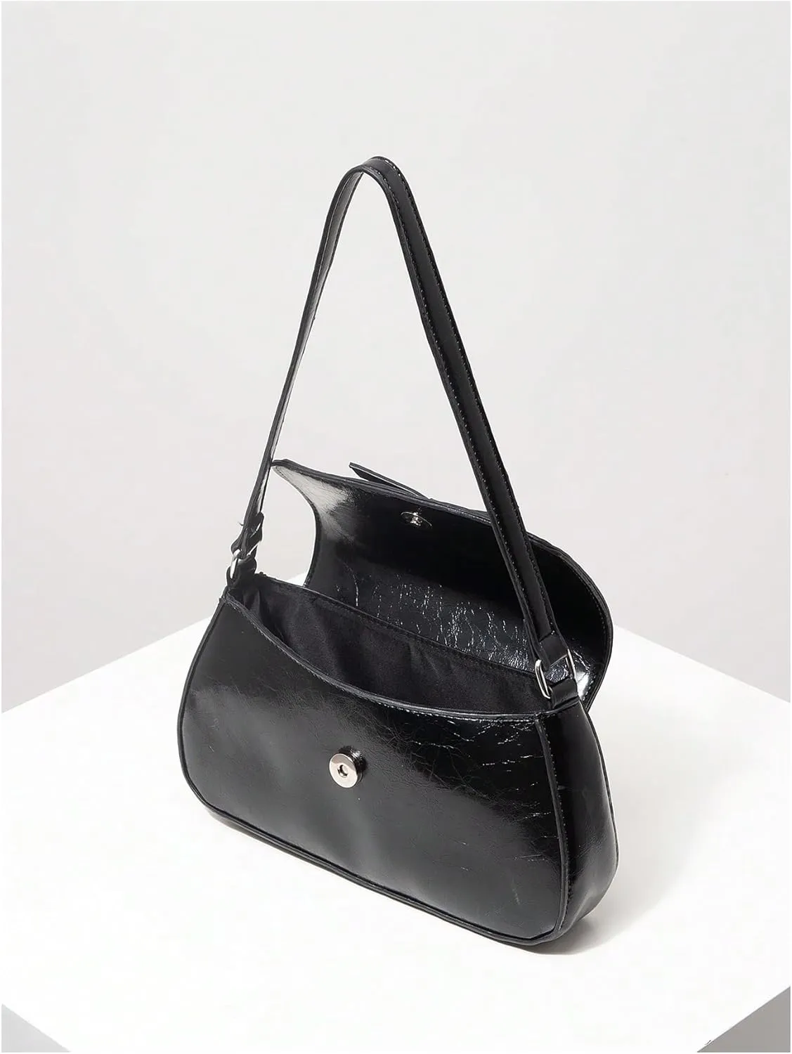 OYOANGLE Women's PU Leather Flap Shoulder Bag Bow Elegant Underarm Bags Vintage Clutch Purse Handbags