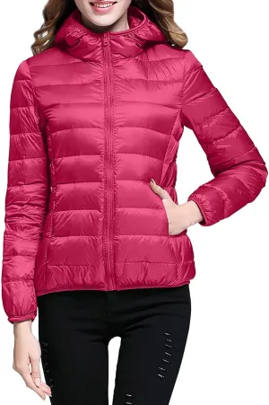Packable Down Jacket Women Long | Crop Lightweight Full Zip Puffer Jackets Casual Warm Stand Collar Quilted Winter Coat