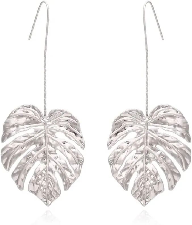 Palm Leaf Earrings for Women, Monstera Leaf Earrings, Cute Leaf Plant Dangle Earrings Hypoallergenic, Tropical Palm Tree Leaf Statement Drop Earrings, Bohemian Leaf Beach Earrings Studs