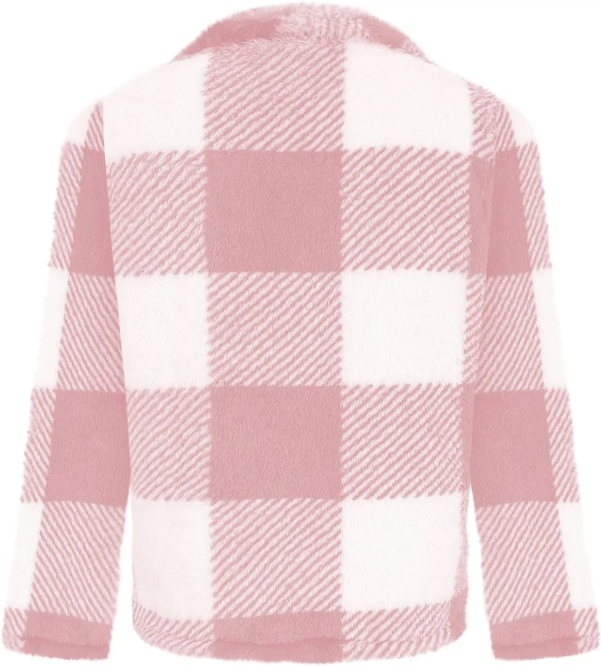 Pea Coats for Women Oversized Fleece Plaid Cardigan Long Sleeve Thermal Winter Jackets Casual Fit Outerwear