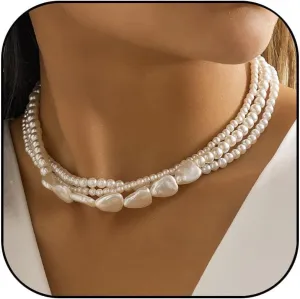 Pearl Choker Necklaces for Women Stackable Layered Pearl Necklaces Chunky Large Pearl Necklace Vintage Pearl Necklaces Wedding Jewelry Gifts