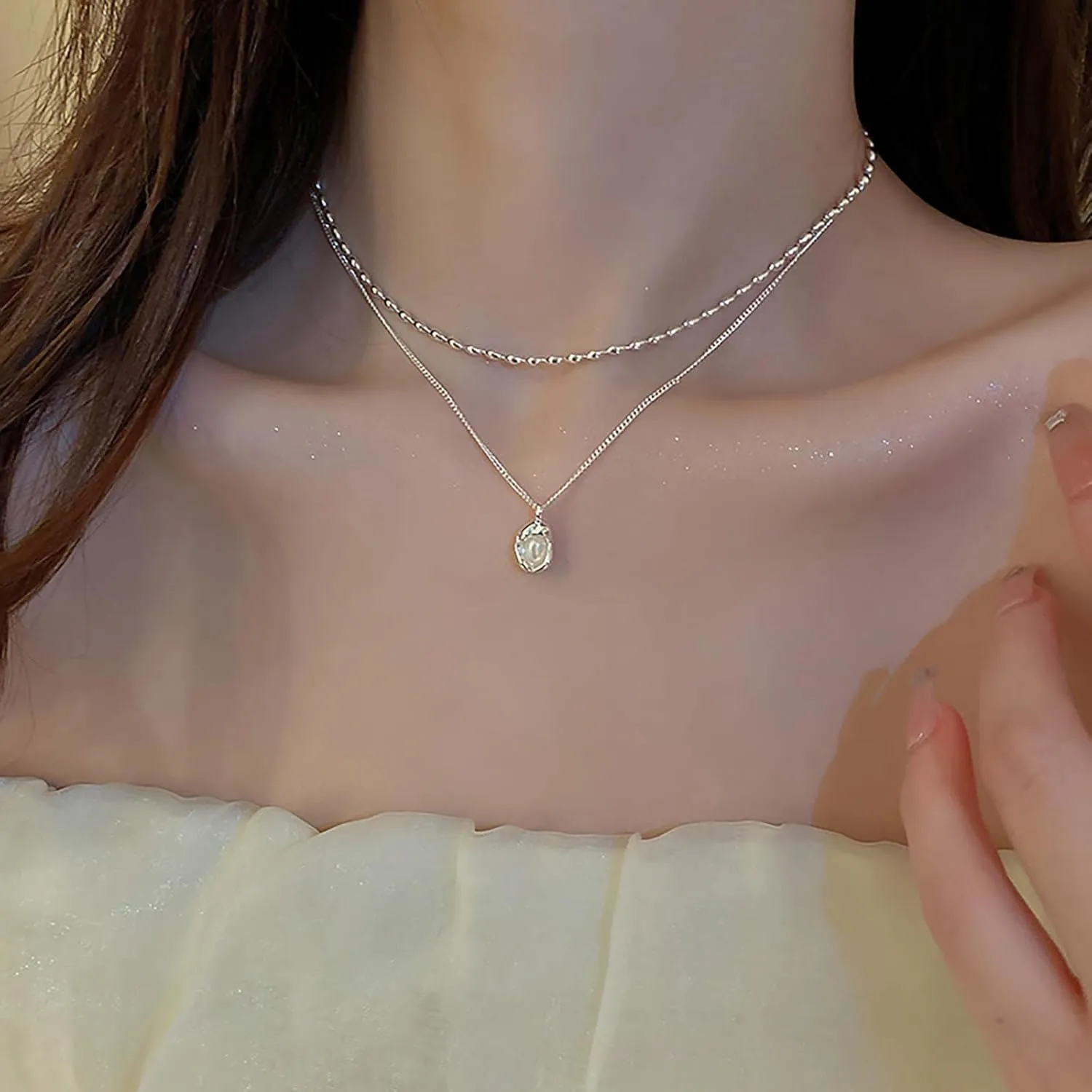 Pearl Drop Choker Necklaces Simple Silver/Gold Jewelry Necklaces for Women