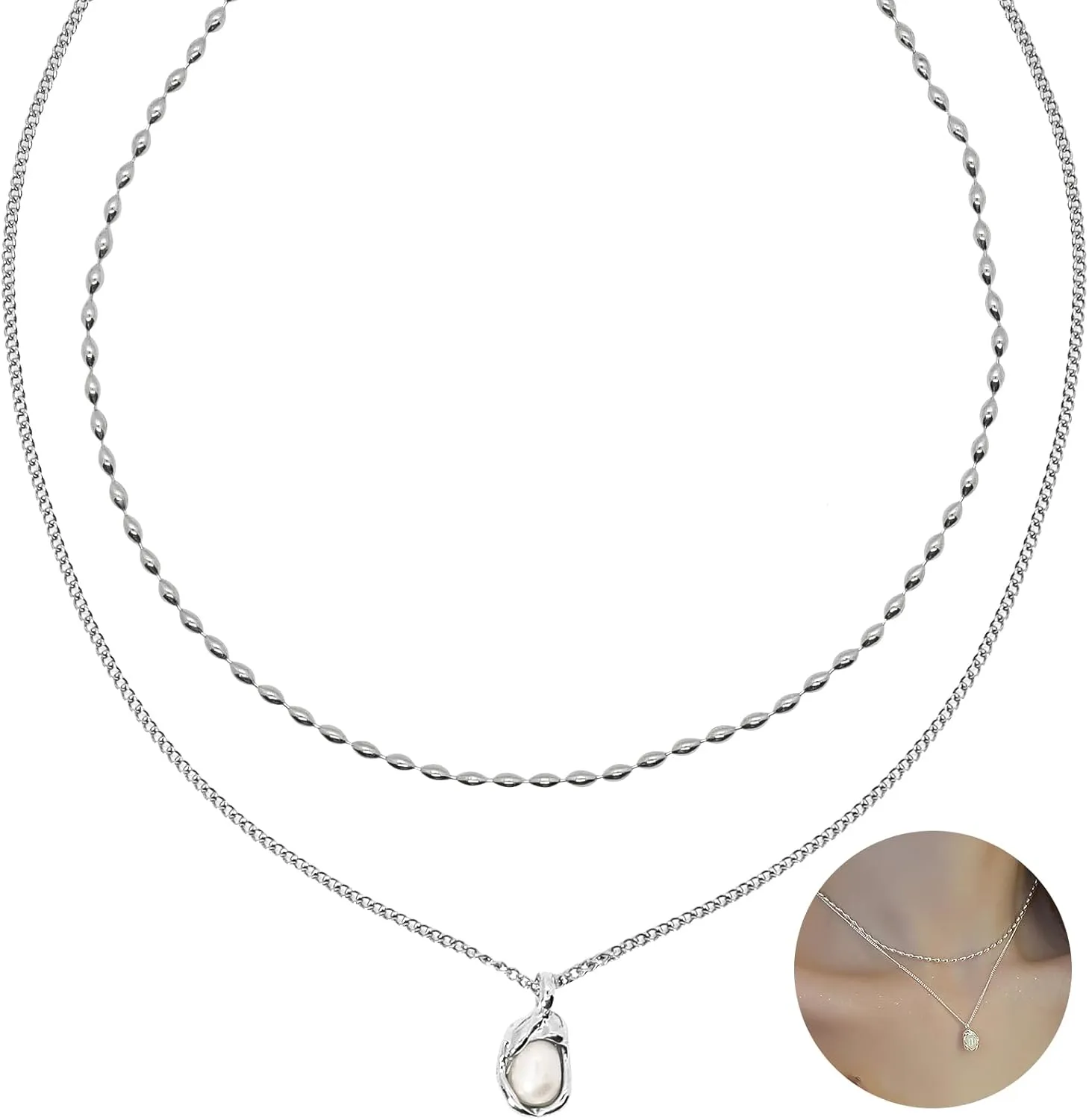 Pearl Drop Choker Necklaces Simple Silver/Gold Jewelry Necklaces for Women
