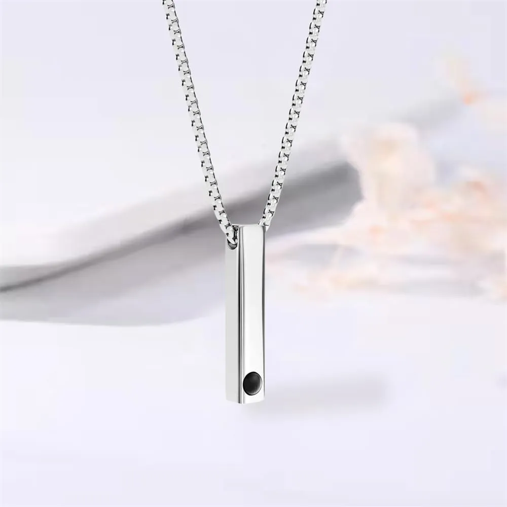 Personalized Bar Necklaces for Men Women, Photo Projection Necklaces Custom Picture Necklaces Engraved Name Pendant I Love You Necklaces 100 Languages Jewelry for Couples/Boyfriend/Girlfriend/Lovers