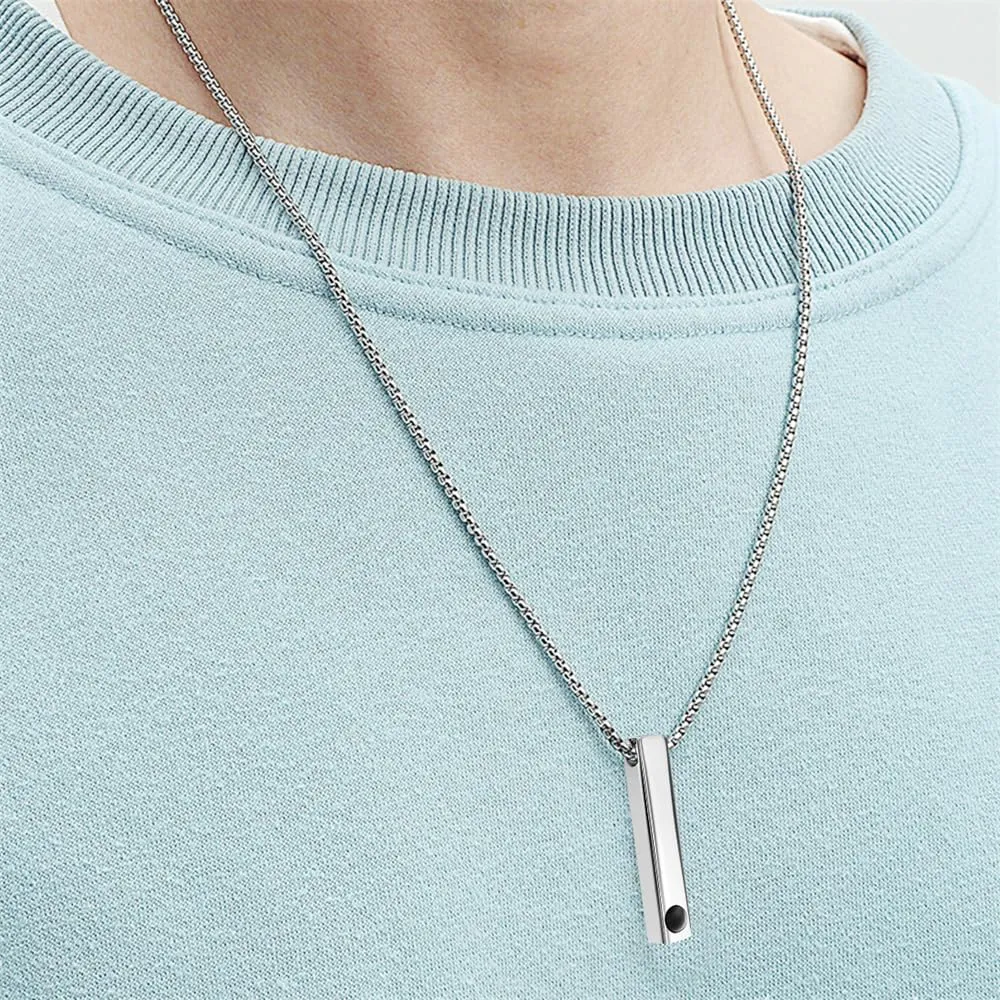 Personalized Bar Necklaces for Men Women, Photo Projection Necklaces Custom Picture Necklaces Engraved Name Pendant I Love You Necklaces 100 Languages Jewelry for Couples/Boyfriend/Girlfriend/Lovers