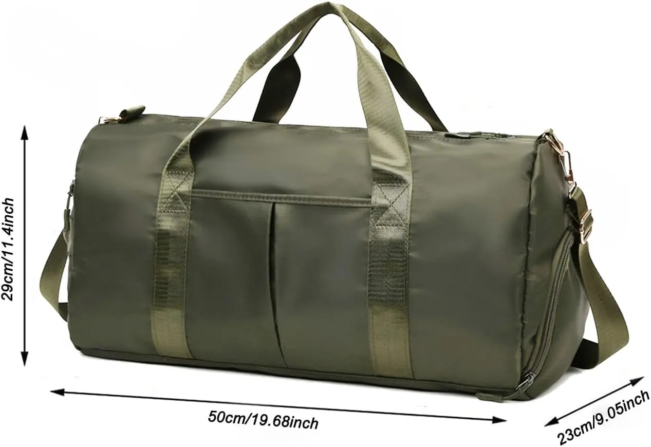 Personalized Duffel Bag Embroidered Sports Gym Bag Travel with Wet Dry Pockets & Shoe Compartment Gift For Groomsman,Bridesmaid (ArmyGreen)