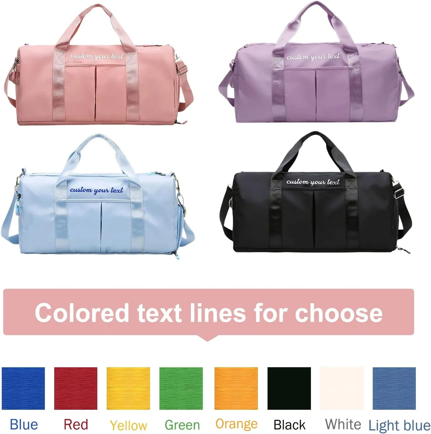 Personalized Duffel Travel Bag Embroidered Name Custom Sports Gym Bags Customized Dance Bag with Wet Dry Pockets & Shoe Weekender Overnight Bridesmaid Gift-Blue