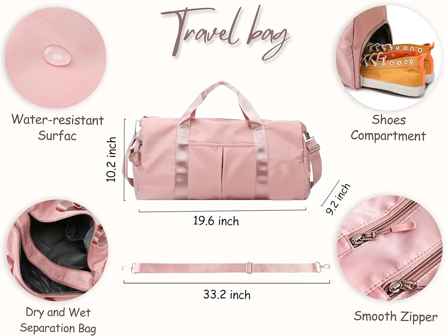 Personalized Travel Bag for Women, Bridesmaid Gift Bag, Weekender Bag with Embroidered Name, Monogram Overnight Duffle Bag with Shoe Compartment and Wet Pocket for Airplane,Gym,Dance,Overnight (Blue)