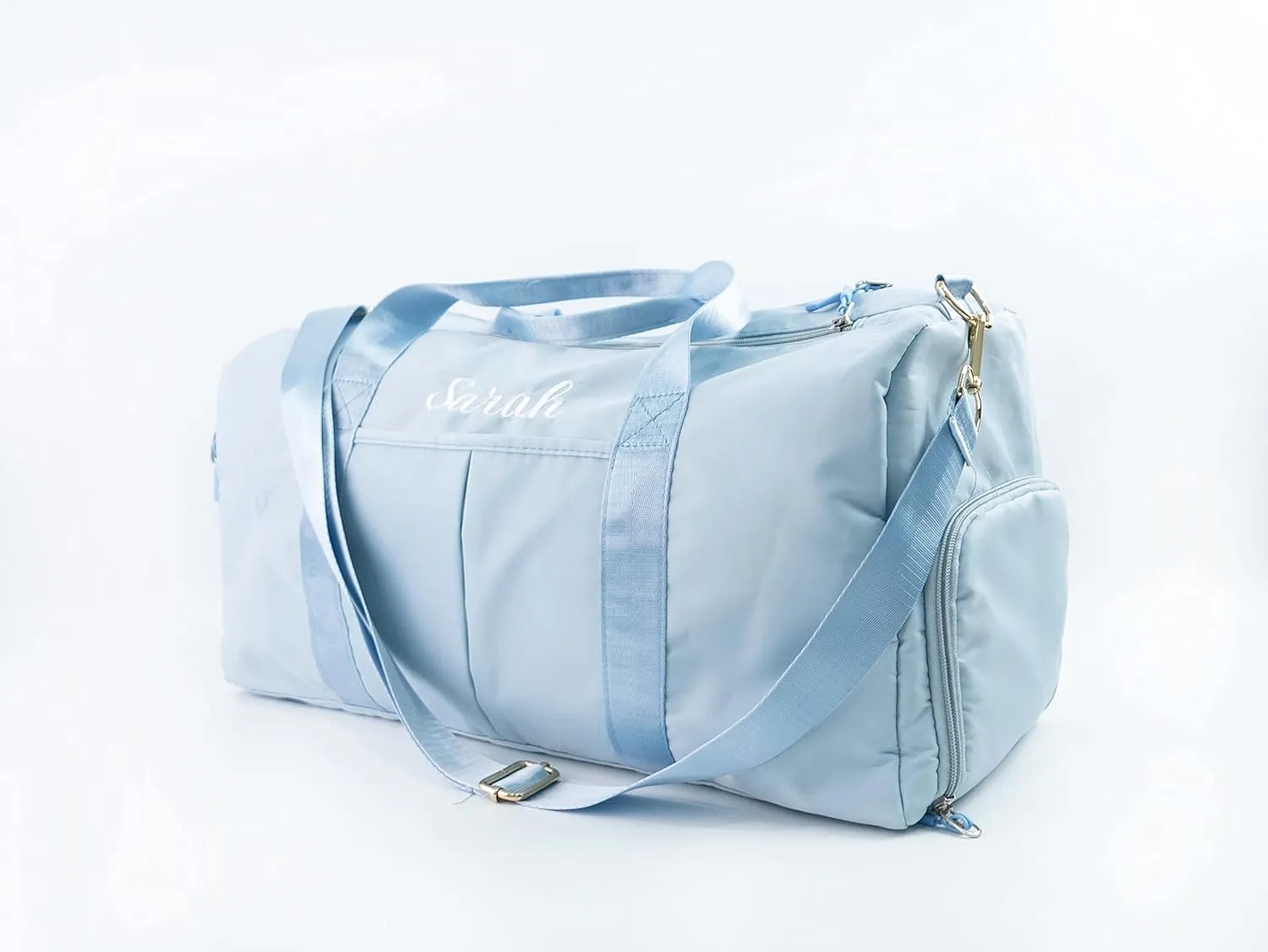 Personalized Travel Bag for Women, Bridesmaid Gift Bag, Weekender Bag with Embroidered Name, Monogram Overnight Duffle Bag with Shoe Compartment and Wet Pocket for Airplane,Gym,Dance,Overnight (Blue)
