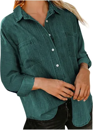 Plus Size Winter Coats for Women 2024 Casual Single Breasted Open Front Denim Tops Long Sleeve Jackets Outerwear